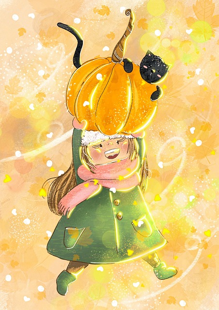 Free autumn fall pet illustration