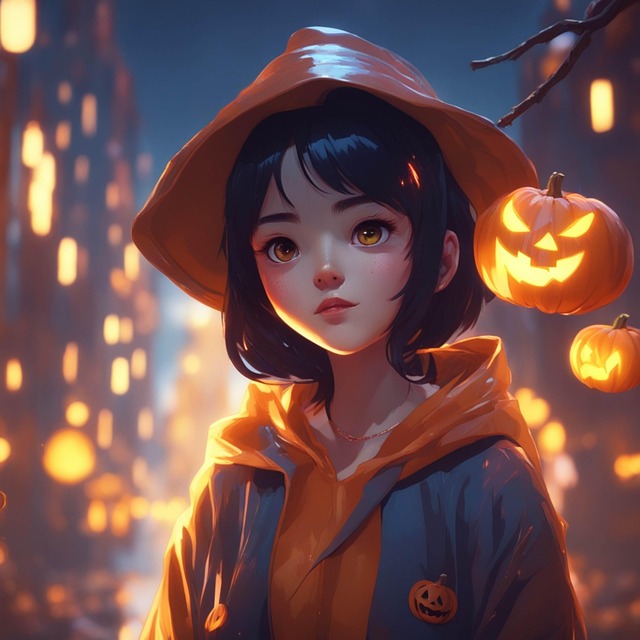 Free ai generated girl halloween illustration
