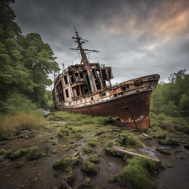 Free ai generated ship abandoned illustration