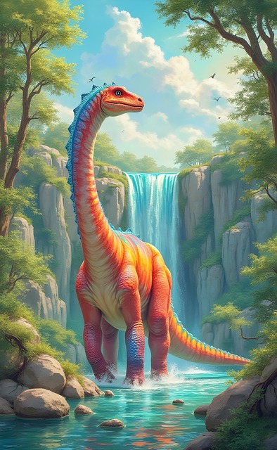 Free ai generated sauropod dinosaur illustration