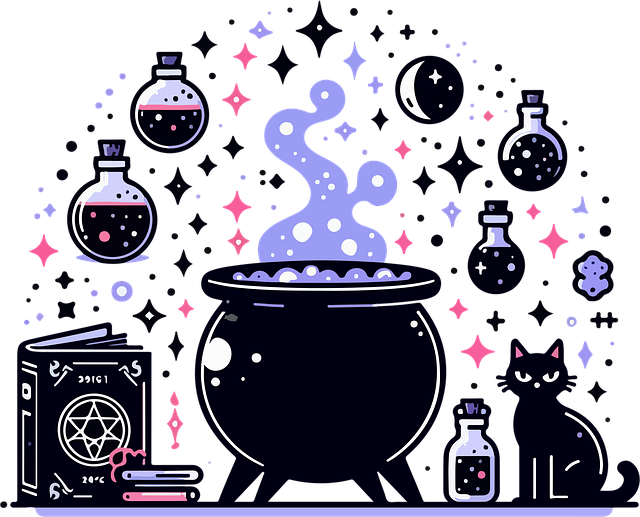 Free potion witch cat illustration