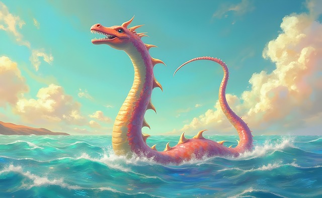 Free ai generated loch ness monster fantasy illustration