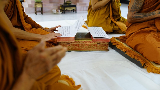 Mönch, Messen, Buddhismus, Thailand