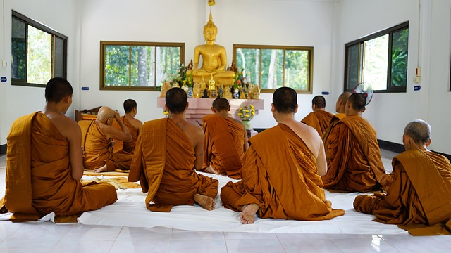 Mönch, Buddhismus, Messen, Thailand