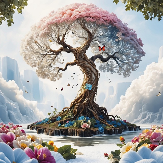 Free ai generated tree multicoloured illustration