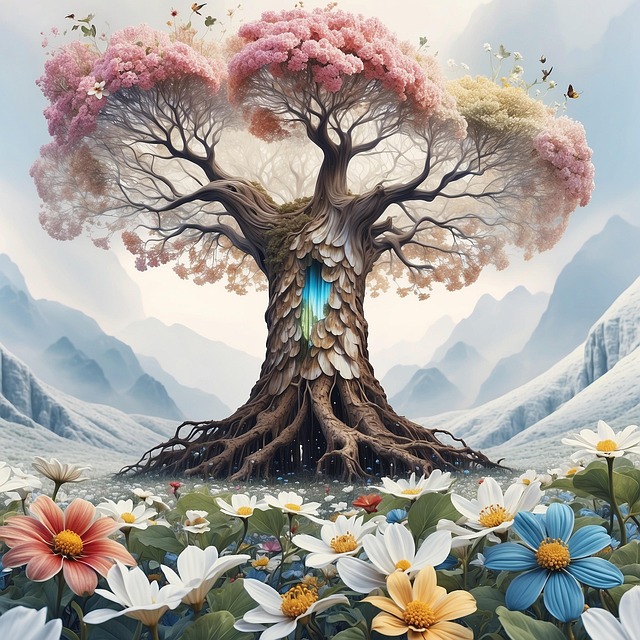 Free ai generated tree multicoloured illustration