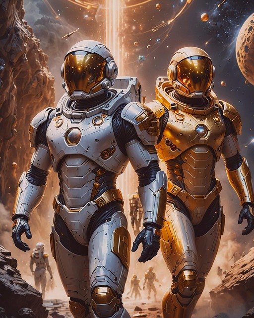 Free spacemen sci-fi art screensaver illustration