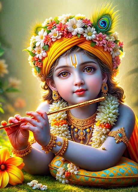 Free ai generated krishna flute illustration