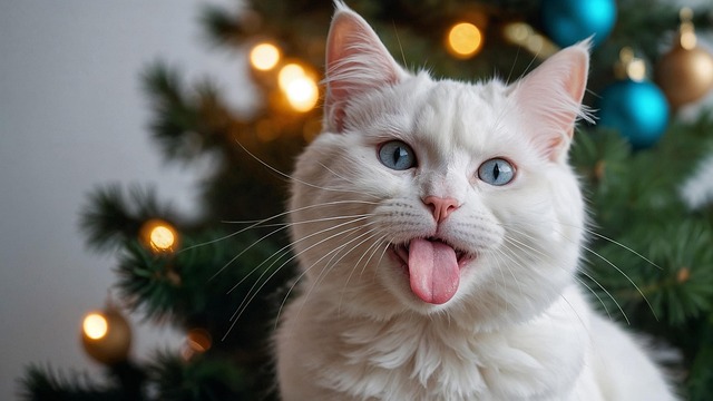 Free cat feline christmas illustration