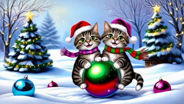 Free cats few christmas illustration