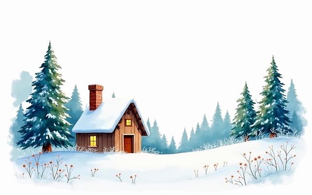 Free winter snow trees illustration