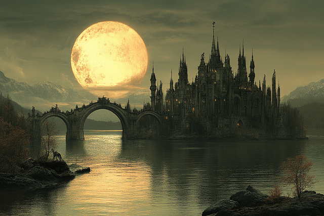 Download free HD stock image of Castle Moon Free castle moon full moon illustration