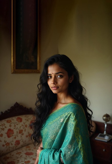 Indian, Femeie, Portret, Rochie, Saree