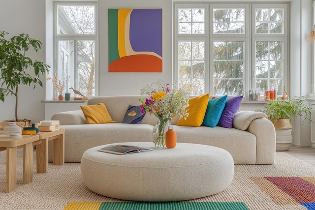Free ai generated living room ottoman illustration