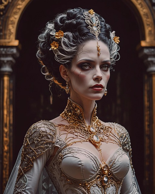Free ai generated bride of frankenstein halloween illustration