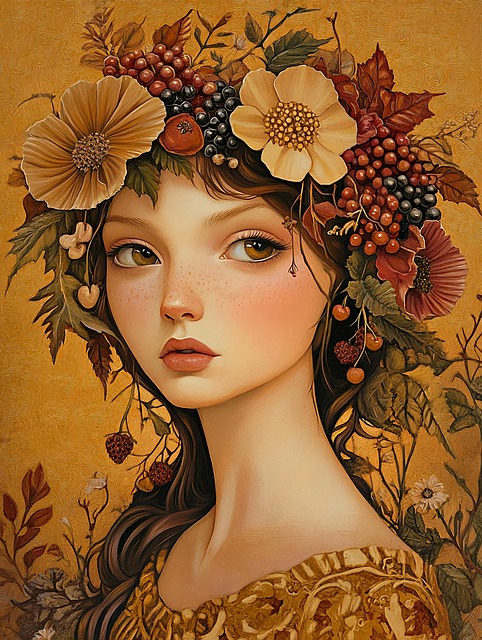 Free natural beauty woman autumn illustration