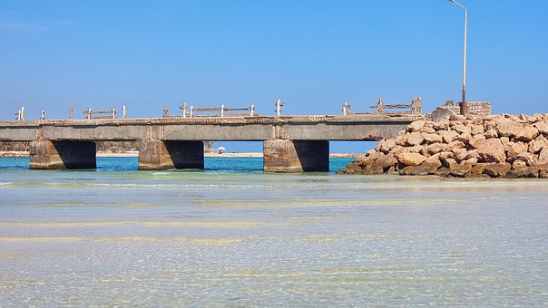 Wasser, Wellen, Sommer, Sonne, Brücke