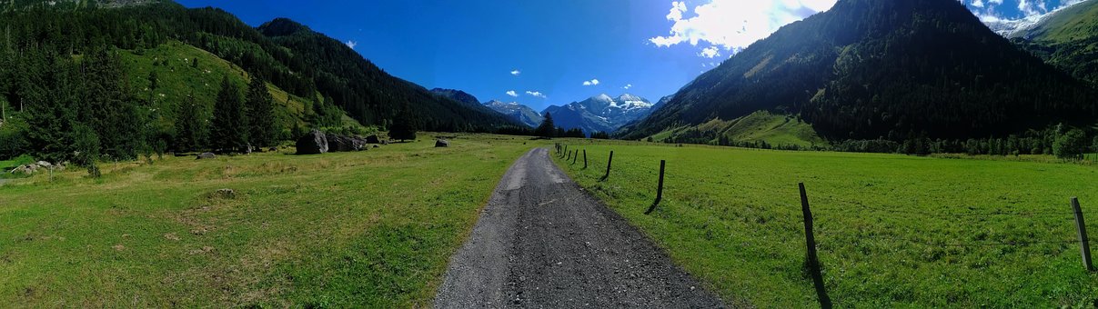 Panorama, Berge, Landschaft, Weg, Himmel