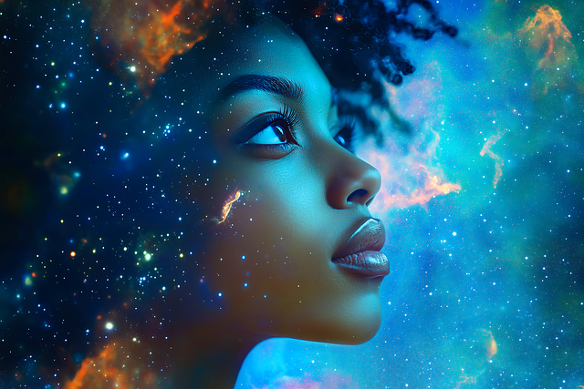Free female face space illustration
