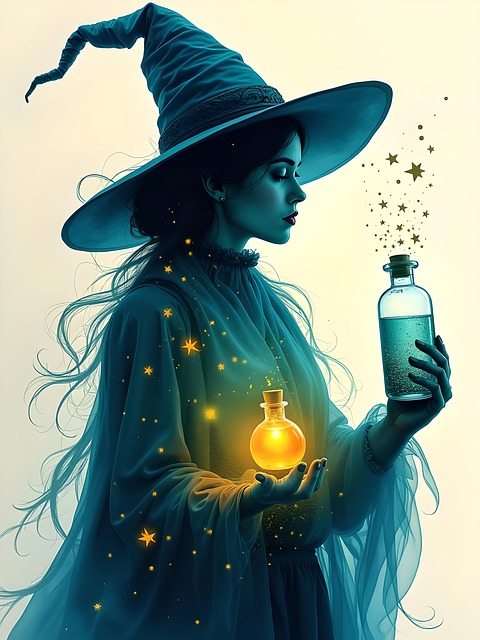 Free witch drink poison illustration