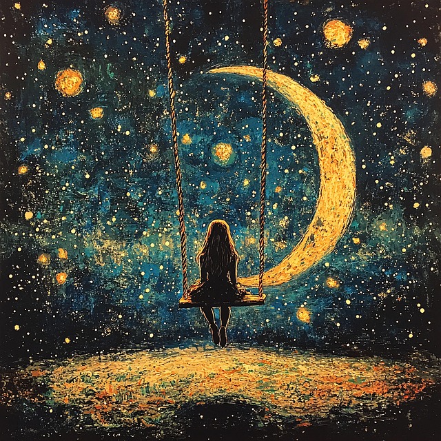 Free ai generated girl night sky illustration