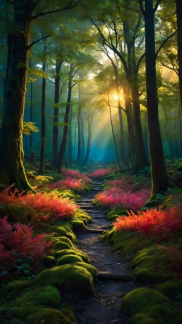 Free ai generated trees forest illustration