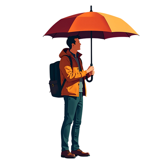 Free man umbrella rain illustration