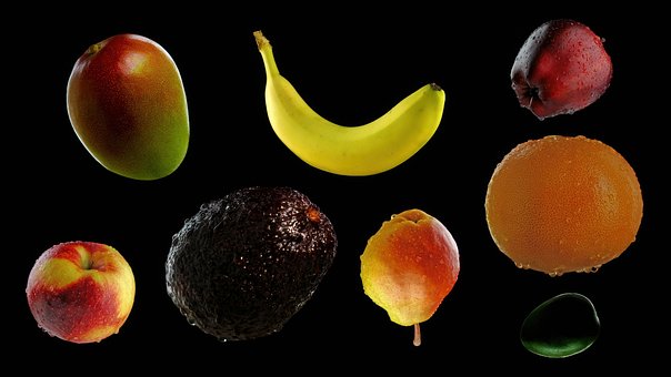 Apfel, Orange, Avocado, Banane