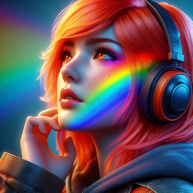 Free girl music rainbow illustration