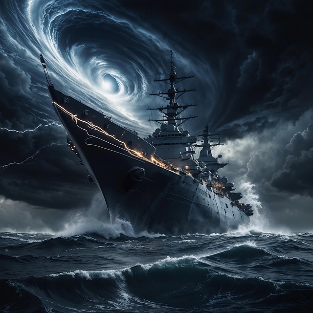 Free ai generated warship ship illustration
