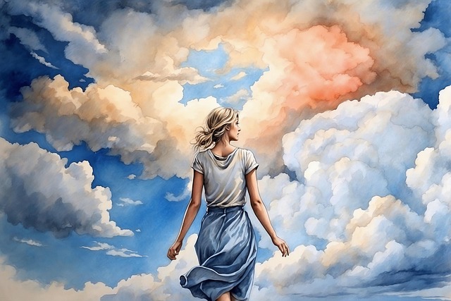 Free heaven clouds woman illustration
