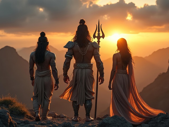 Free ai generated shiva family shiva and parvati illustration