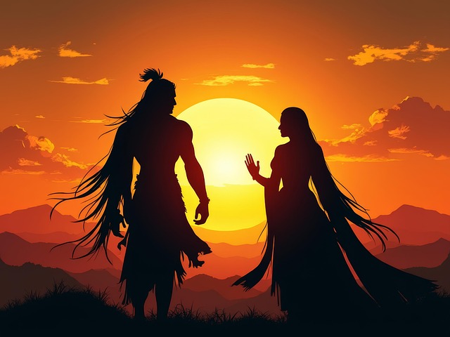 Free ai generated couple silhouette illustration
