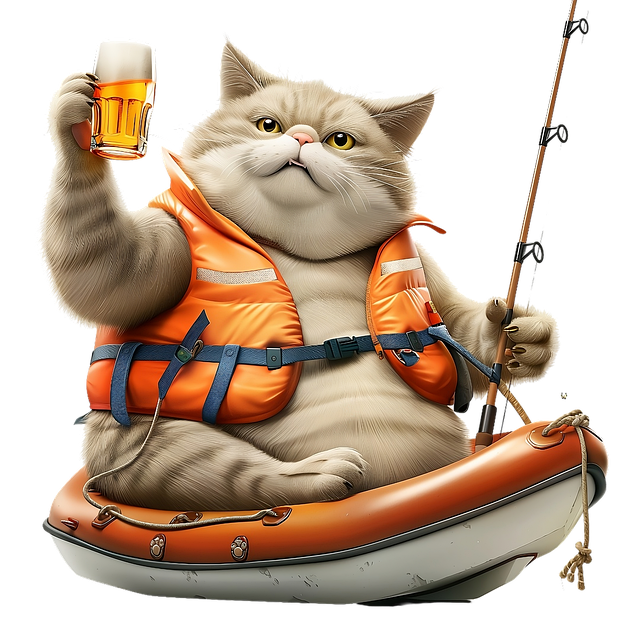 Free ai generated fisherman cat illustration