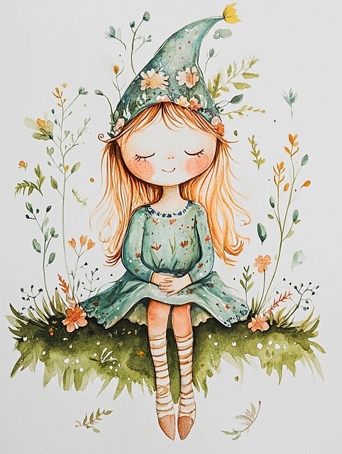 Free ai generated whimsical girl fairy illustration