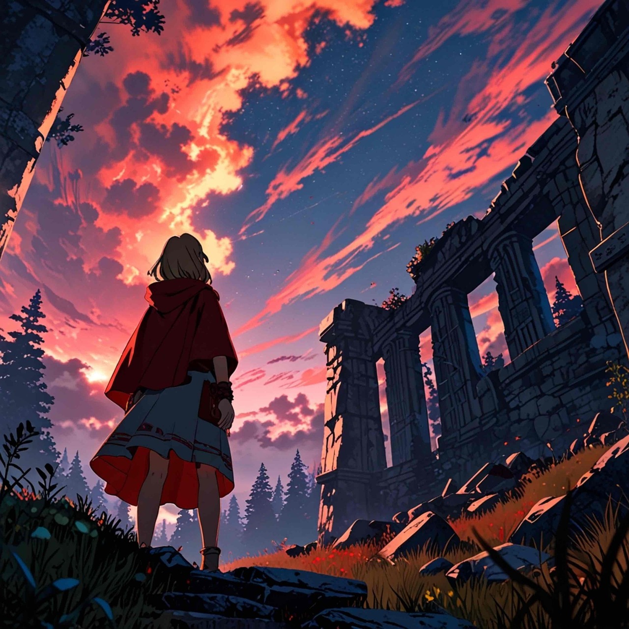Download free HD stock image of Ai Generated Girl Free ai generated girl little red riding hood illustration