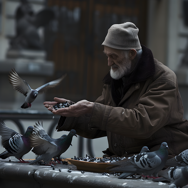 Free ai generated man birds illustration