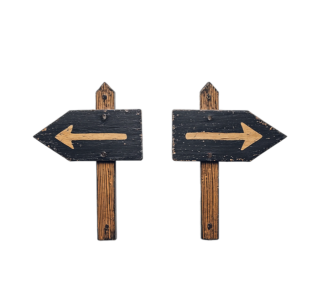 Free ai generated wooden signposts arrows pointing opposite illustration