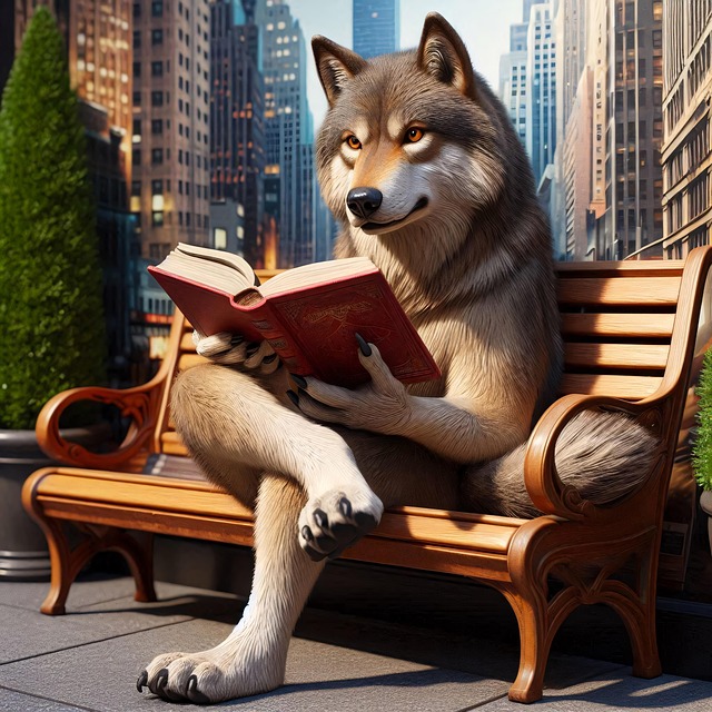Free ai generated wolf book illustration