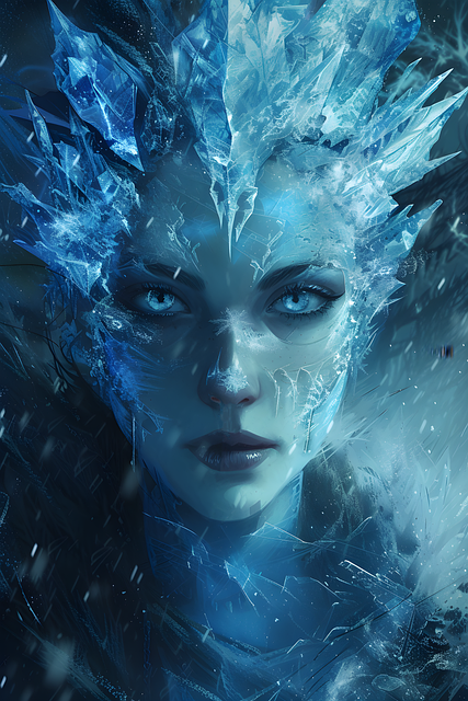 Free ai generated ice crystals ice queen illustration