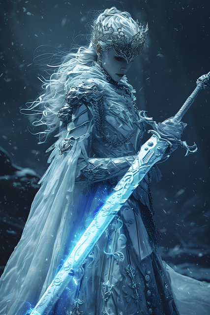 Free ai generated ice crystals ice queen illustration