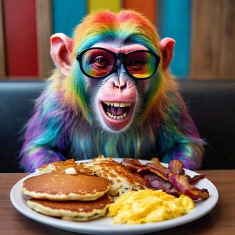 Mono, Animal, Chimpancé, Arcoíris