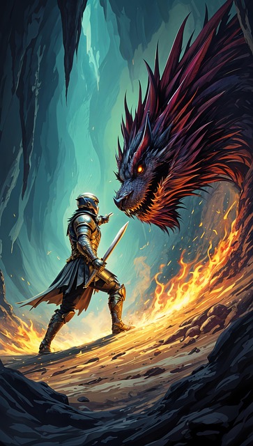 Free ai generated dragon knight illustration