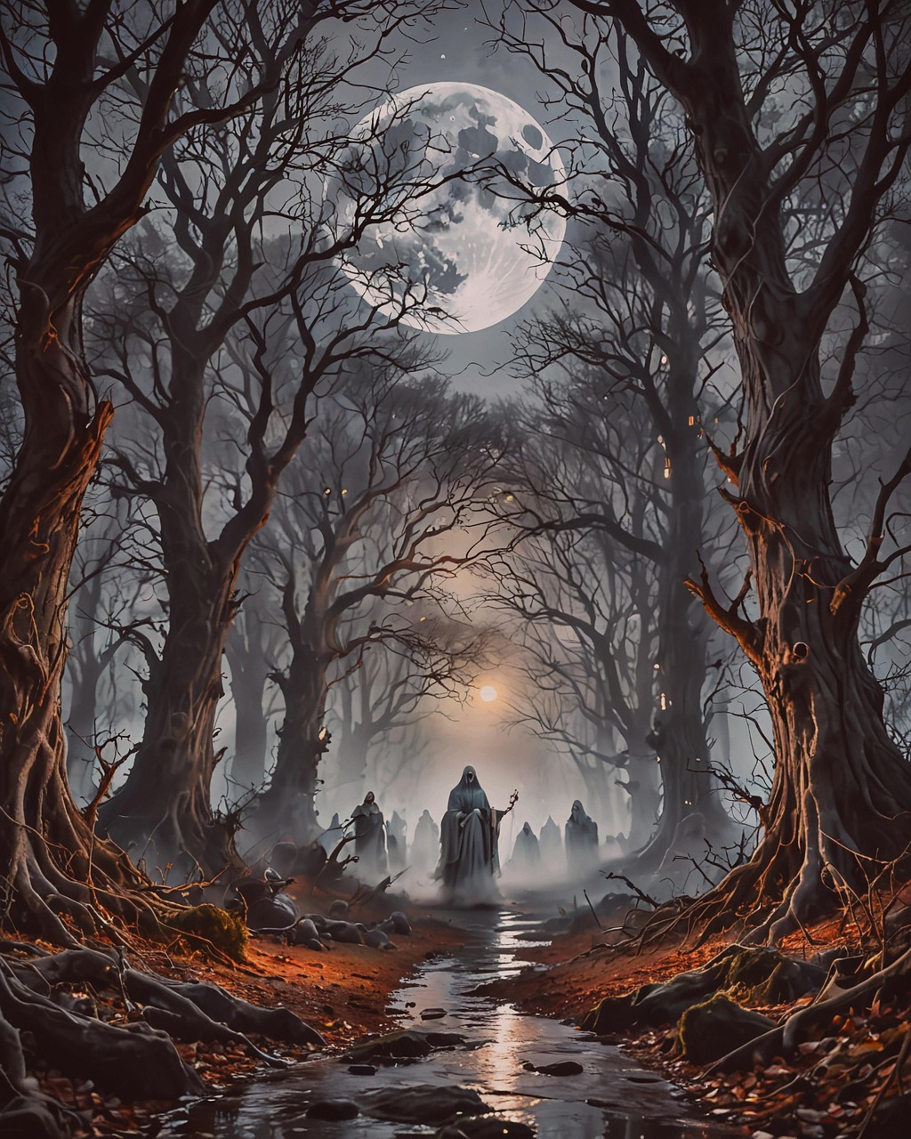 Download free HD stock image of Ai Generated Full Moon Free ai generated full moon forest illustration