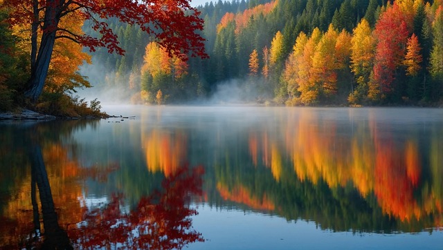 Free ai generated lake forest illustration