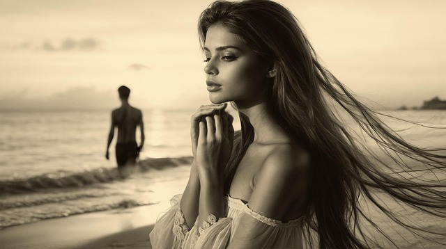 Free ai generated woman beach illustration