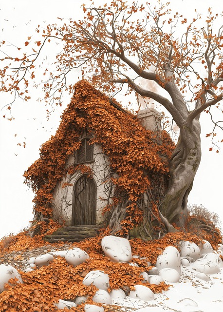 Free ai generated cottage tree house illustration
