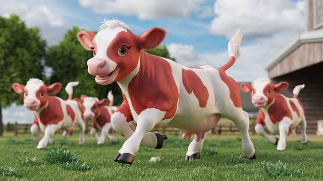 Free ai generated cows calves illustration