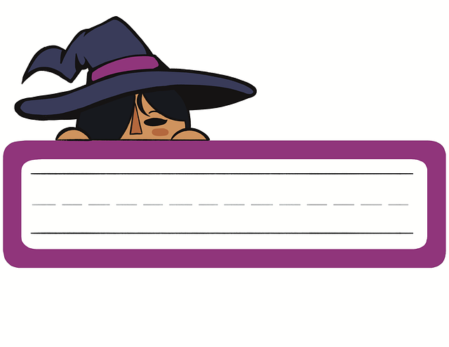 Free witch name tag tag illustration