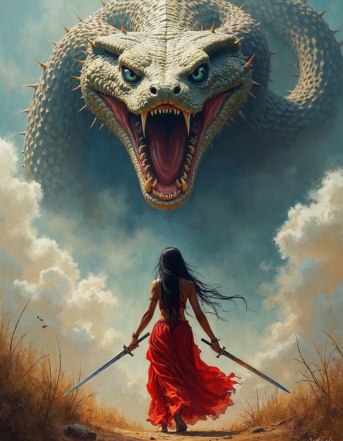Free ai generated serpent warrior illustration